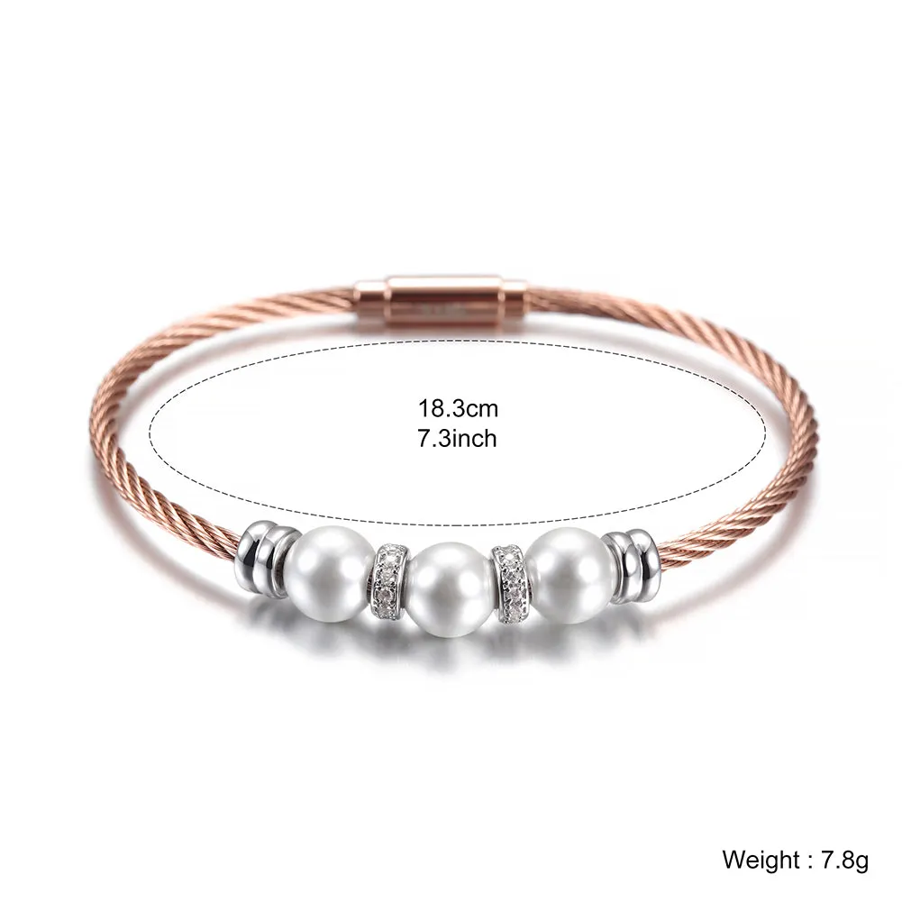 Three pearl bracelets with cables-NSB1615ST