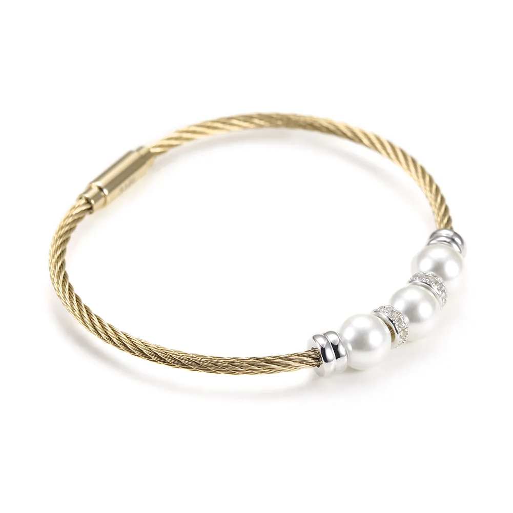 Three pearl bracelets with cables-NSB1615ST