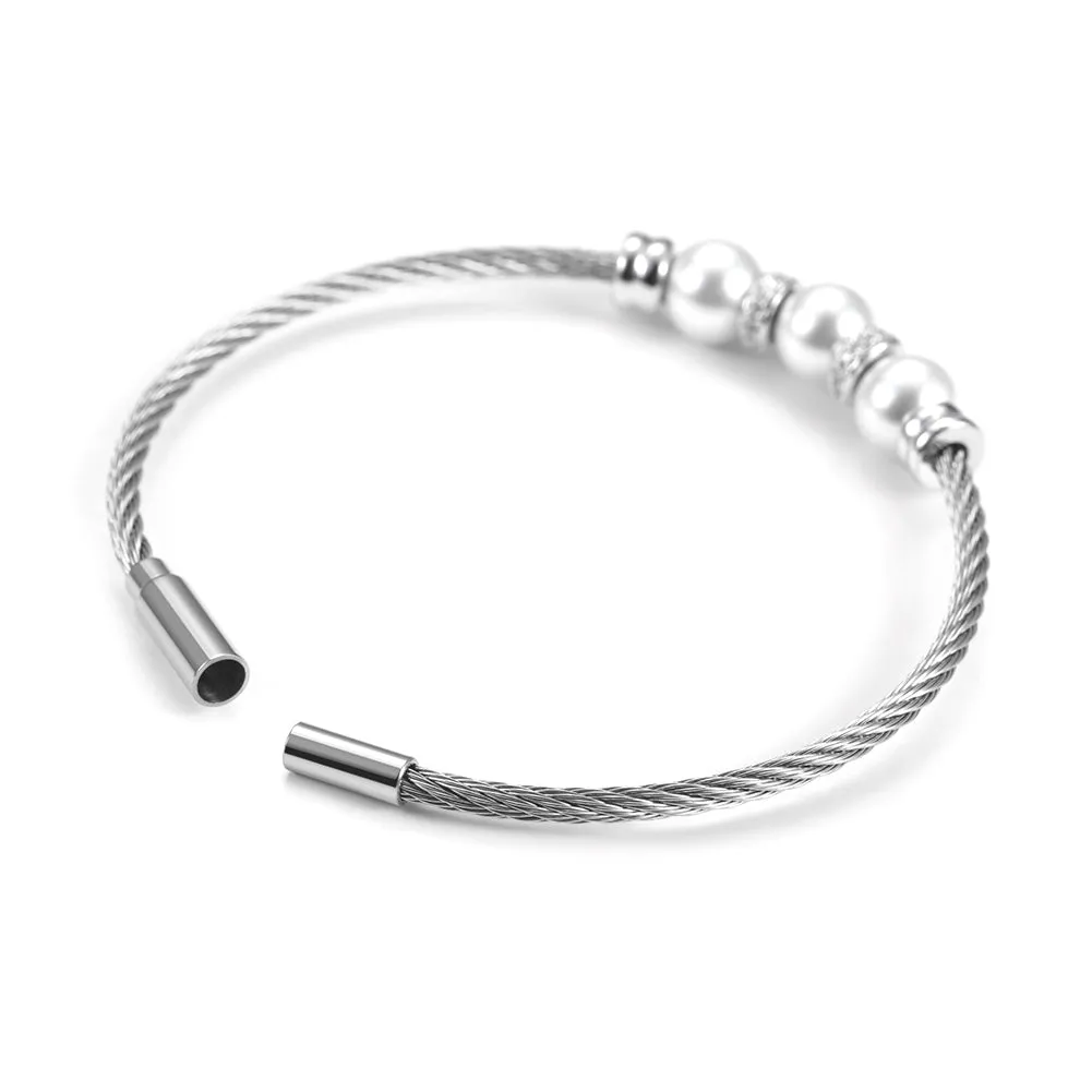 Three pearl bracelets with cables-NSB1615ST