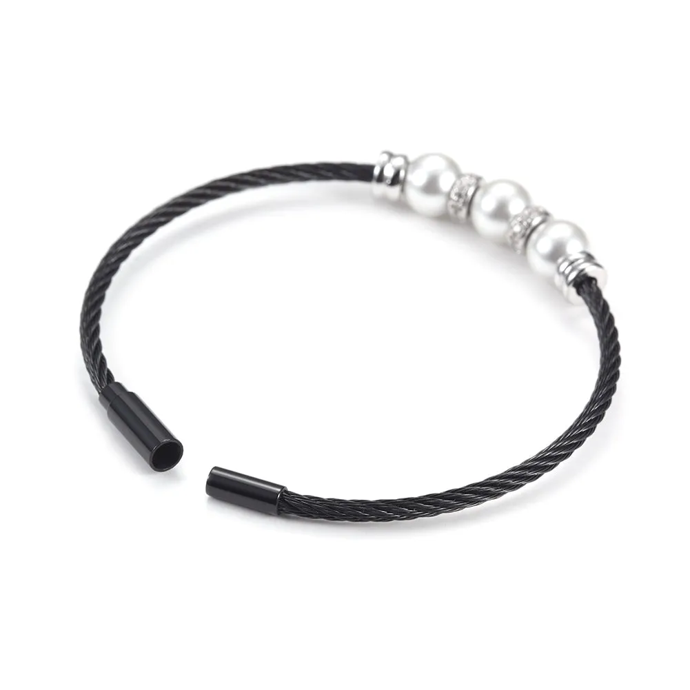 Three pearl bracelets with cables-NSB1615ST