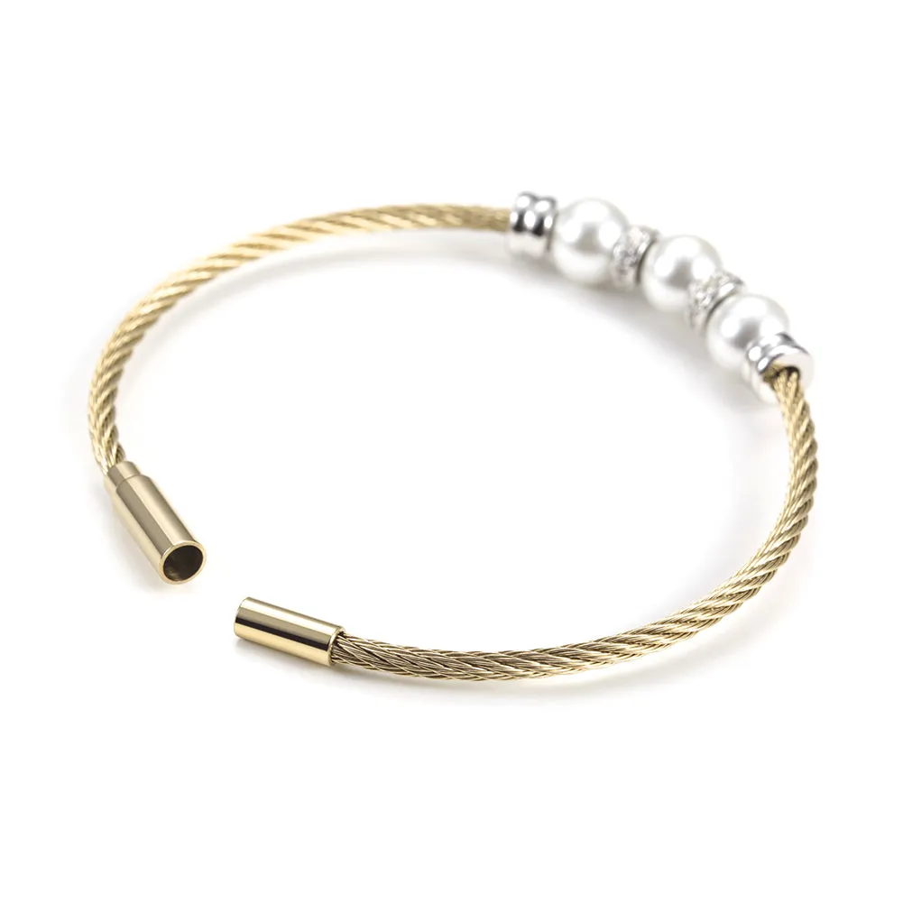 Three pearl bracelets with cables-NSB1615ST