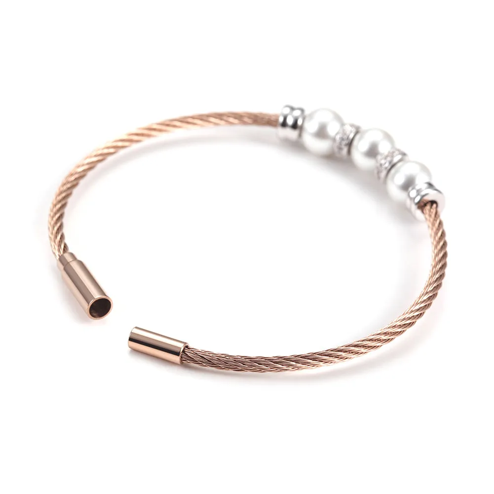 Three pearl bracelets with cables-NSB1615ST