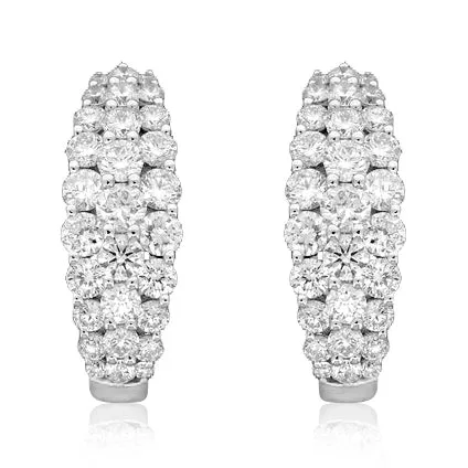 Three Row Pave Diamond Earrings 1.58ct t.w.