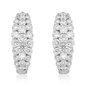 Three Row Pave Diamond Earrings 1.58ct t.w.