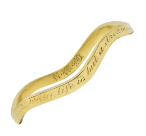 Tiffany & Co. 1980's 18 Karat Yellow Gold Vintage Inscribed Wave Bangle Bracelet