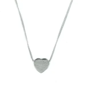 Tiffany & Co Return To Tiffany Sterling Silver Heart Tag Double Chain Pendant Necklace - 16"
