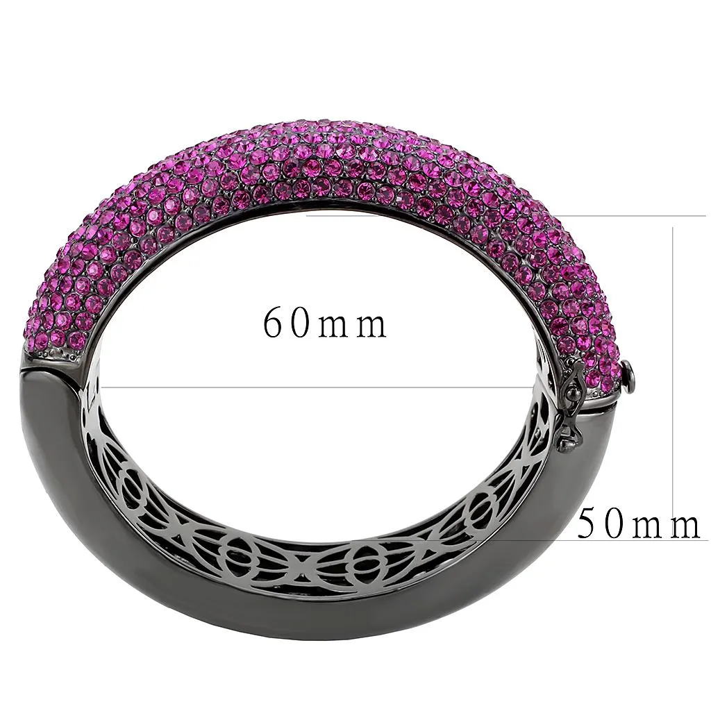 TIN Cobalt Black Brass Bangle with Top Grade Crystal - Fuchsia Stone, 87.41g, Ships in 4-7 Days