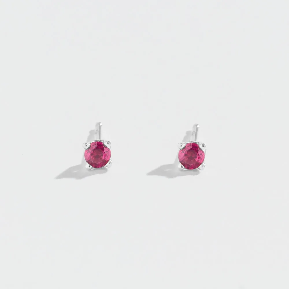 TINY RUBY STUD EARRINGS| 14K YELLOW GOLD
