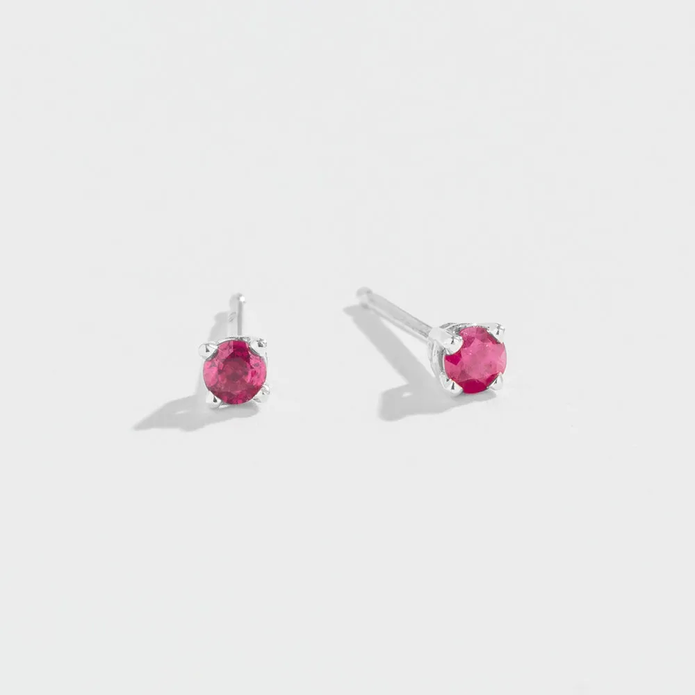 TINY RUBY STUD EARRINGS| 14K YELLOW GOLD