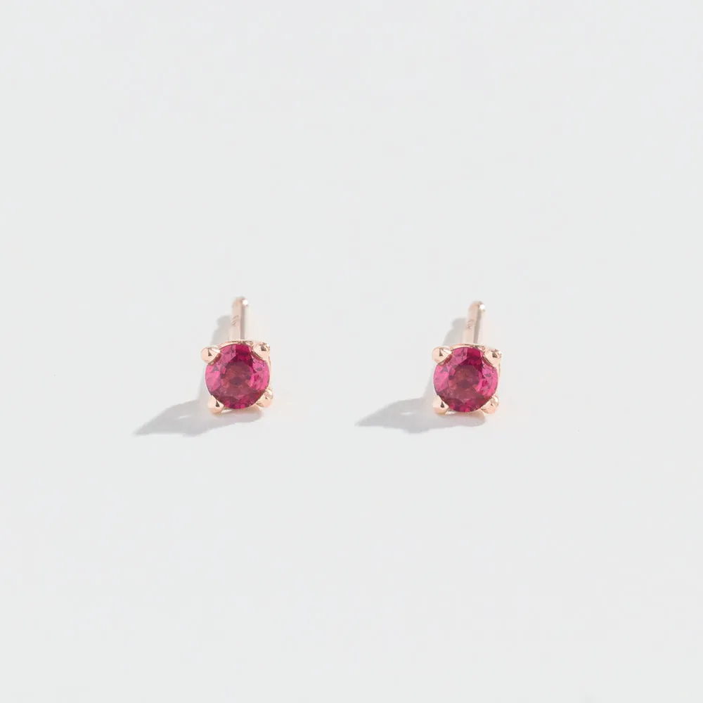 TINY RUBY STUD EARRINGS| 14K YELLOW GOLD
