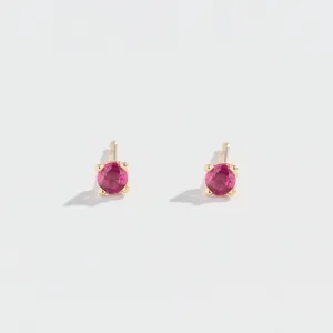 TINY RUBY STUD EARRINGS| 14K YELLOW GOLD