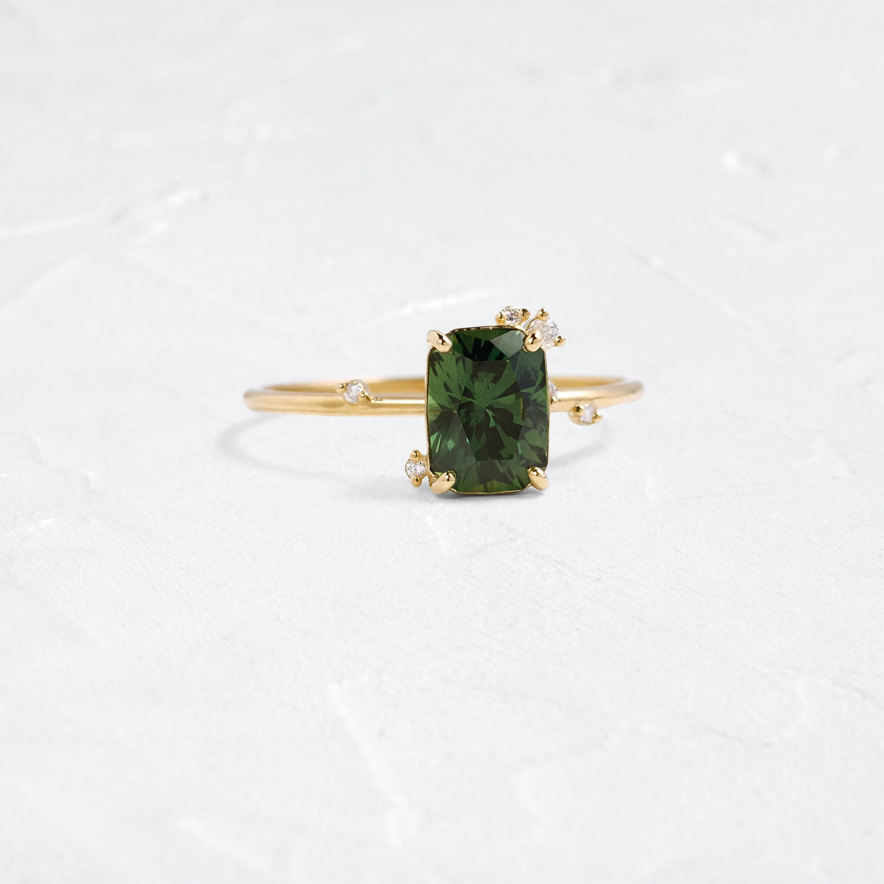 To A Flame Ring, 1.69ct. Green Thai Sapphire