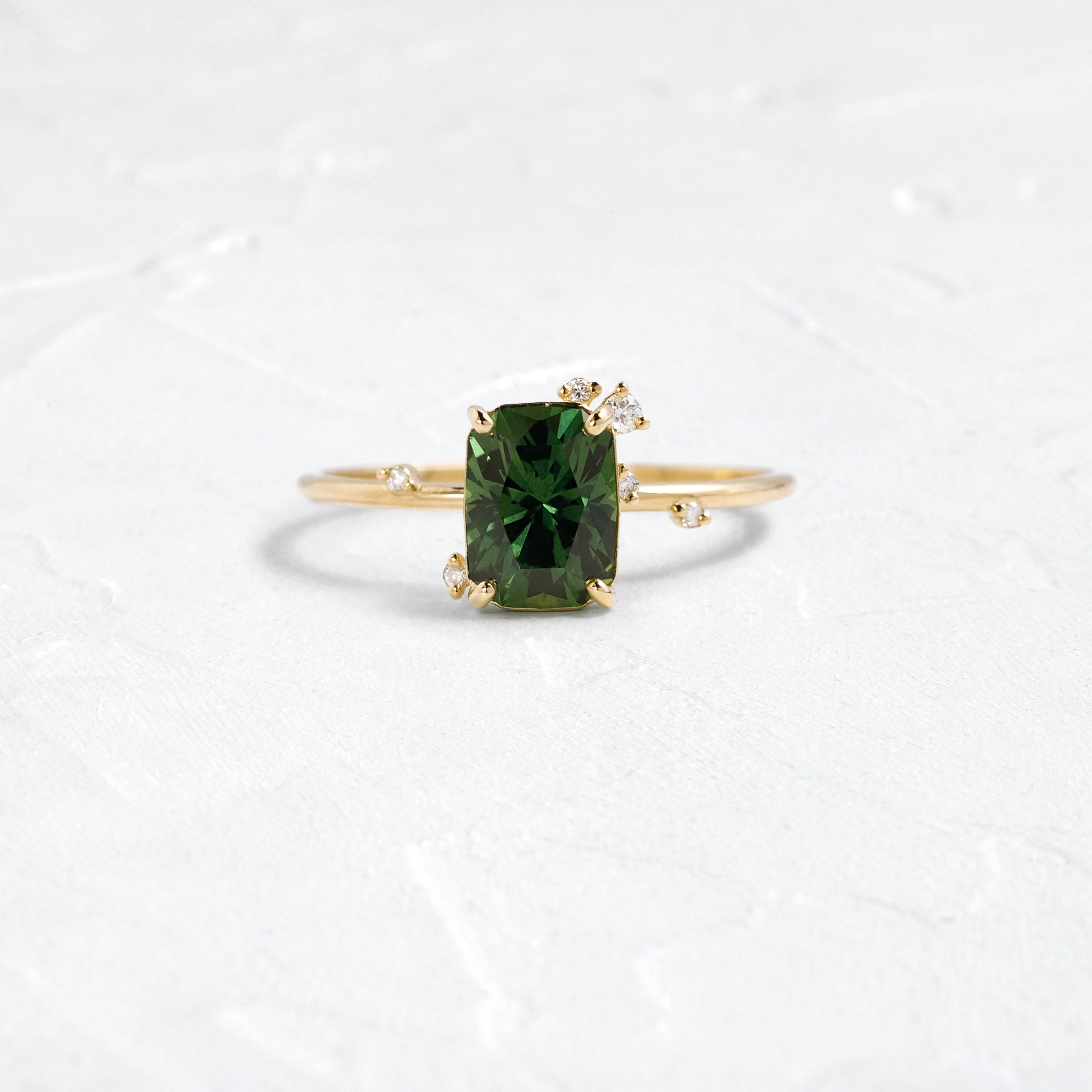 To A Flame Ring, 1.69ct. Green Thai Sapphire