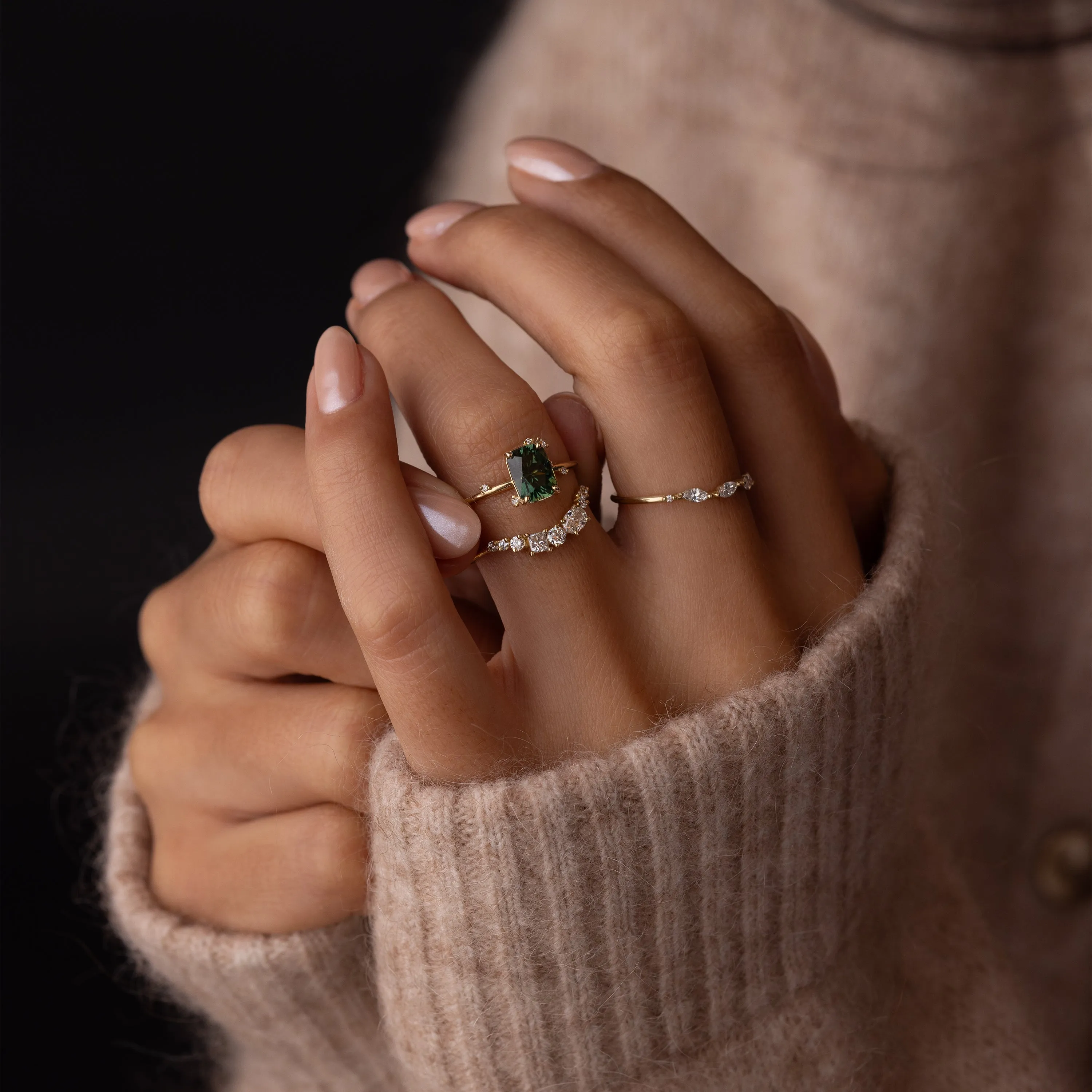 To A Flame Ring, 1.69ct. Green Thai Sapphire