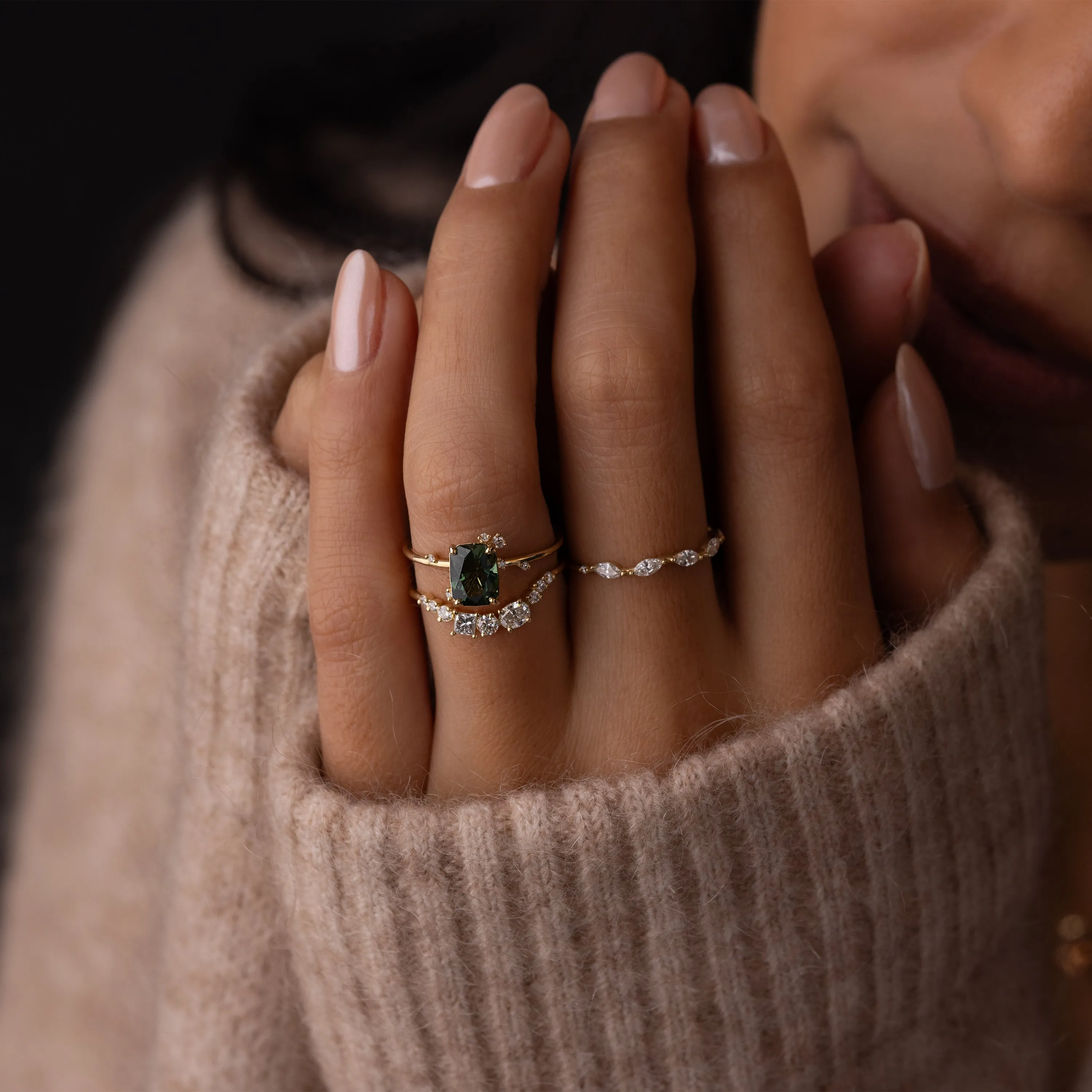 To A Flame Ring, 1.69ct. Green Thai Sapphire