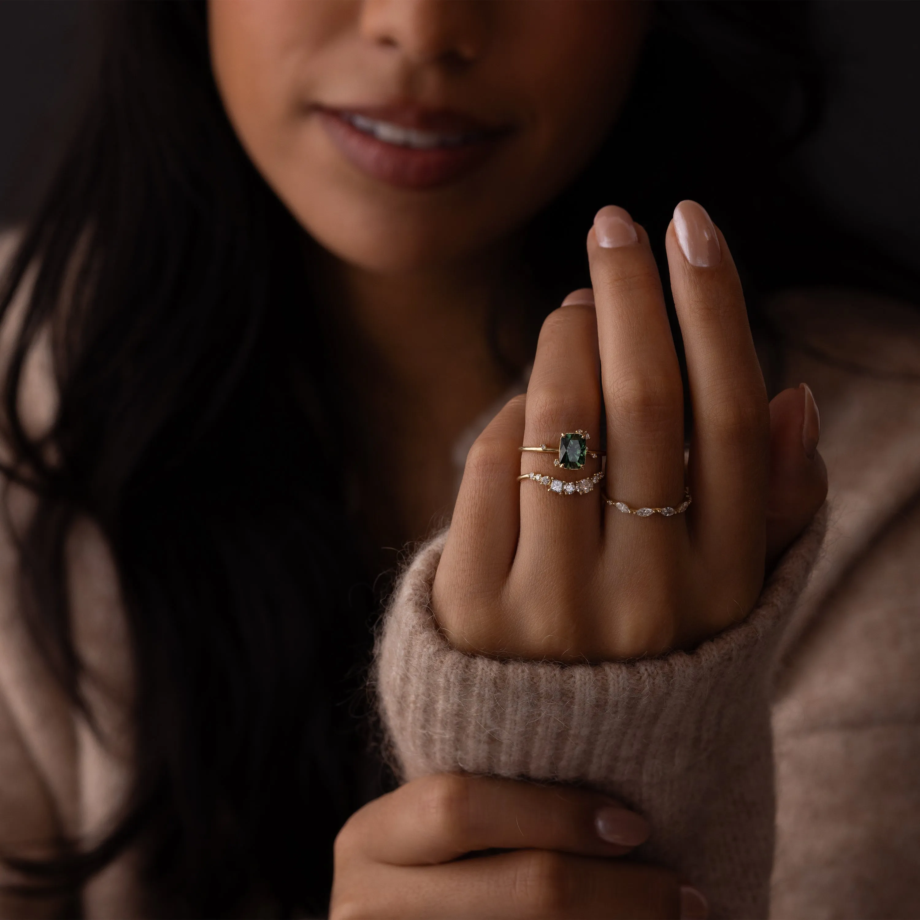To A Flame Ring, 1.69ct. Green Thai Sapphire