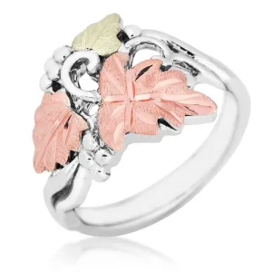 Traditional Foliage IX - Sterling Silver Black Hills Gold Ring