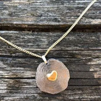 Tree Rings Heart Necklace