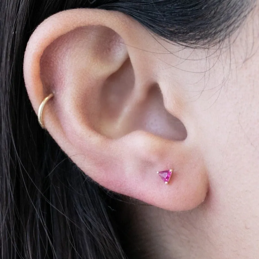 Triangle Cut Ruby Flat Back Stud