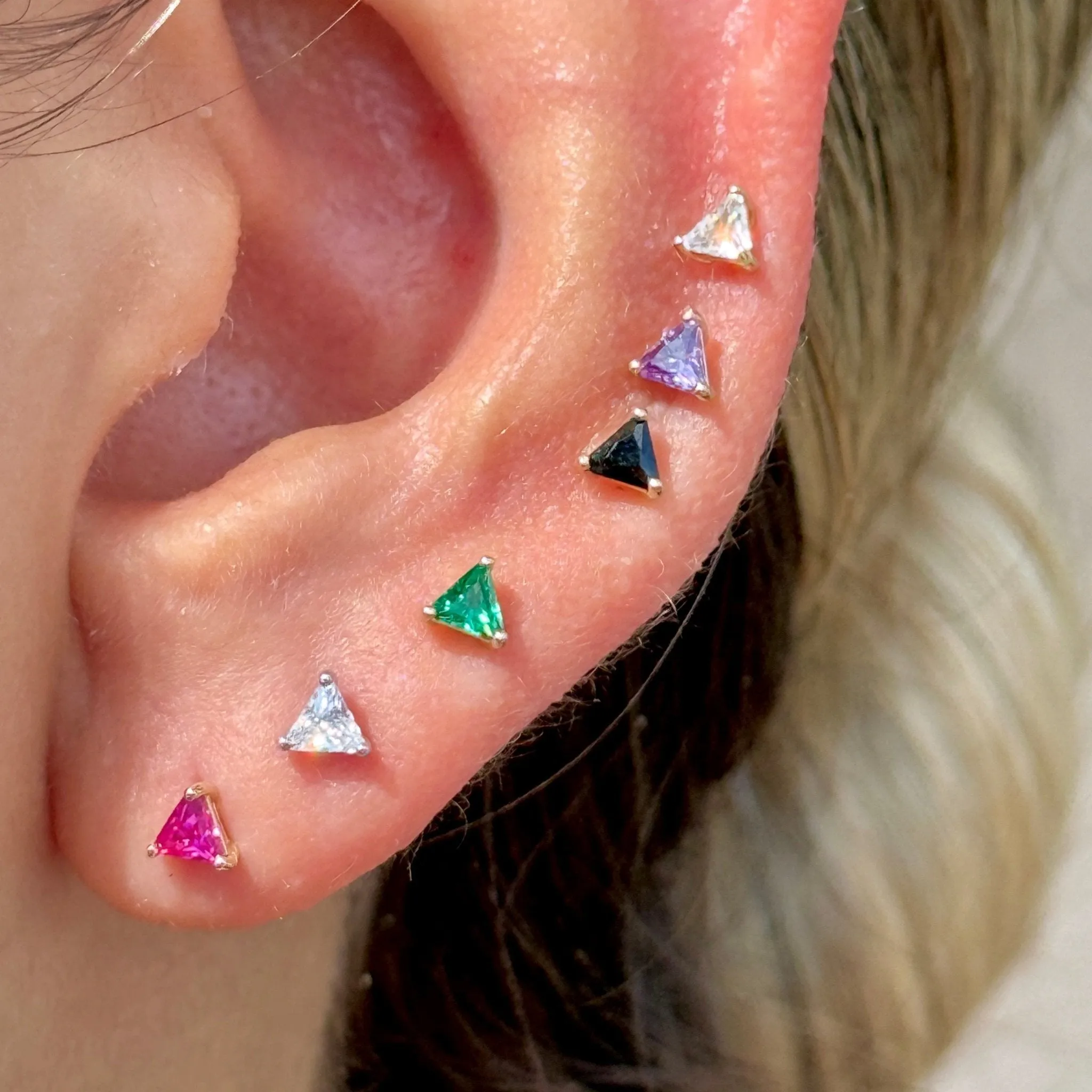 Triangle Cut Ruby Flat Back Stud