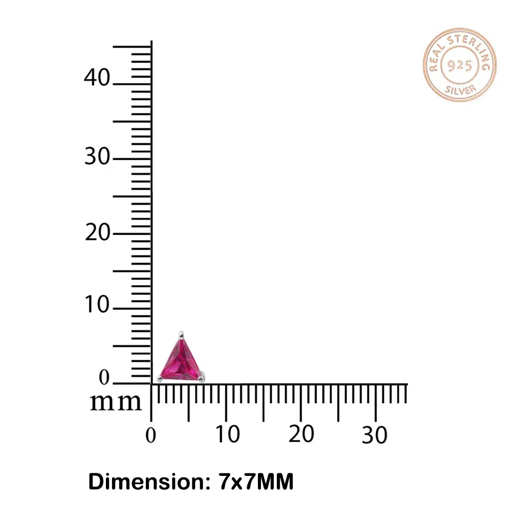 Triangle Pink Ruby Stud Earrings