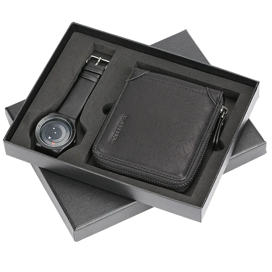 Turnable Watches & Black Zip Wallet