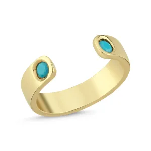 TURQUOISE FLUTED OPEN END RING