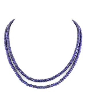 Two Row 3-4 mm Blue Sapphire Necklace with Silver Clasp