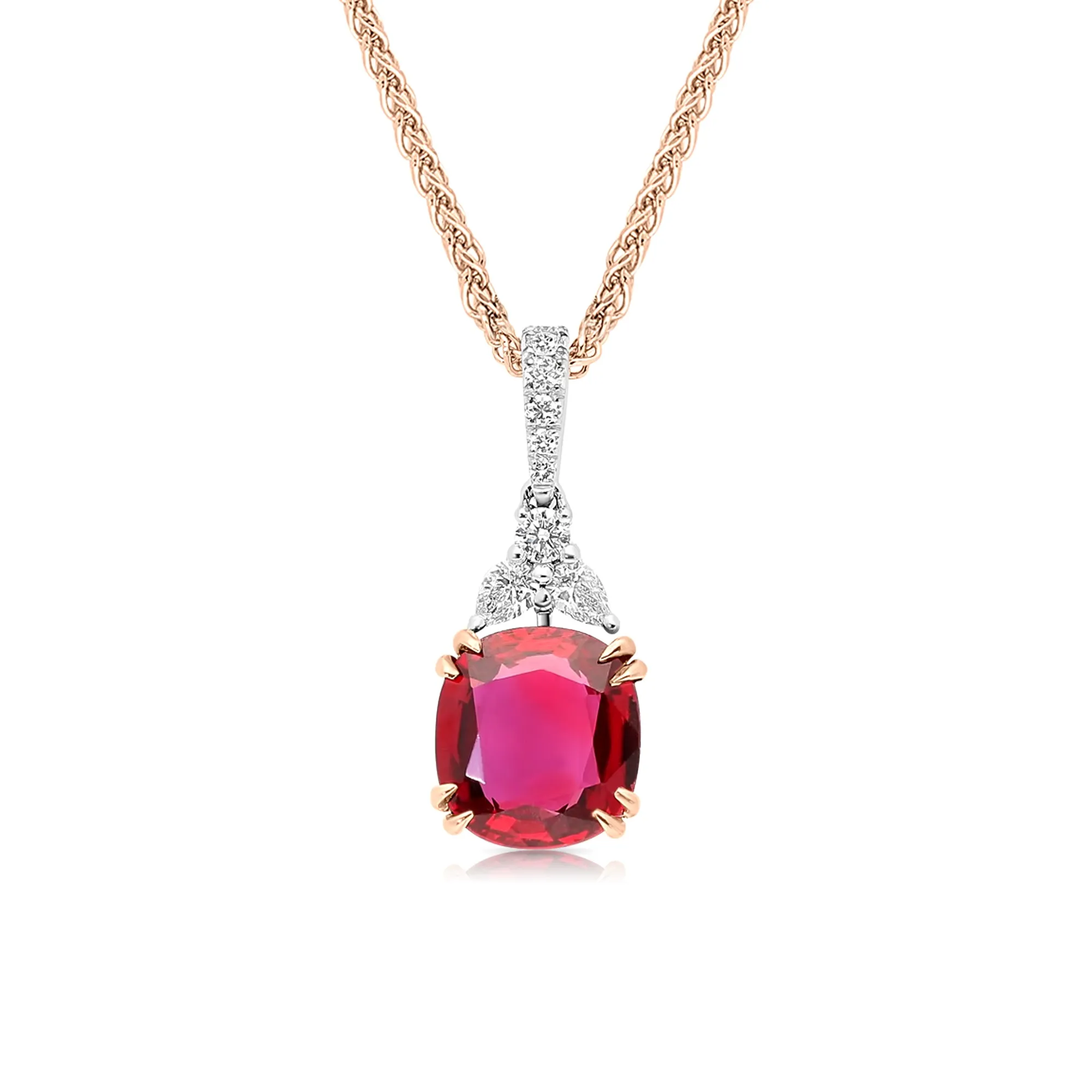 Two Tone Oval Cut Ruby Birthstone Pendant - 2.3 Carat