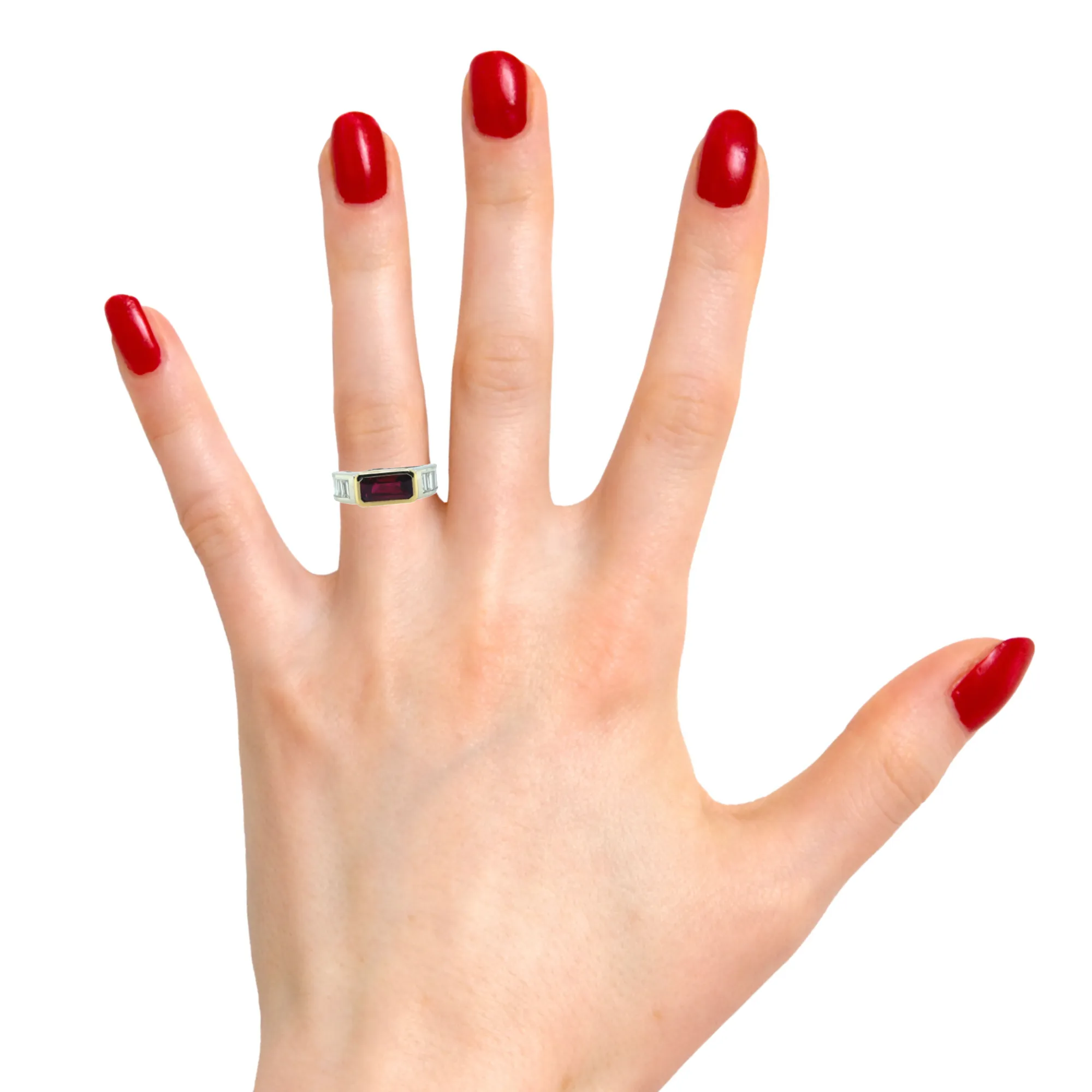 Unheated 2.00 Carat GIA Ruby, Diamond Baguette, Platinum, Gold Eternity Band