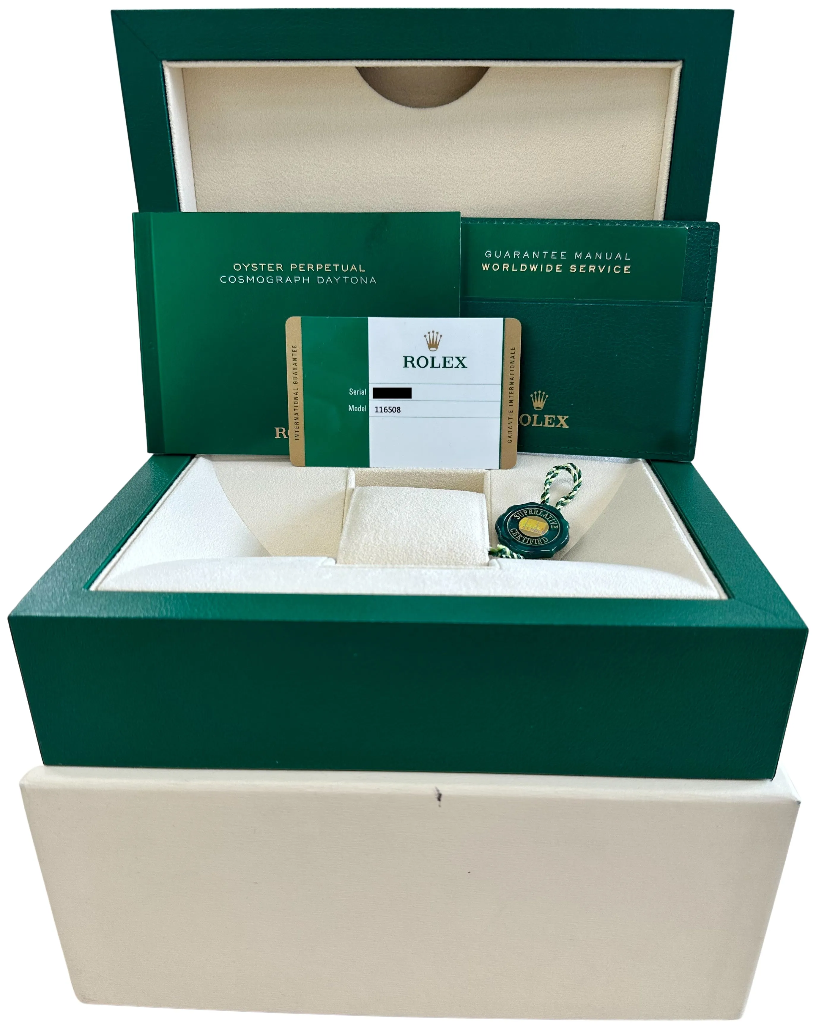 UNPOL. Rolex Daytona PAPERS 40mm Yellow Gold White Chronograph Watch 116508 B P