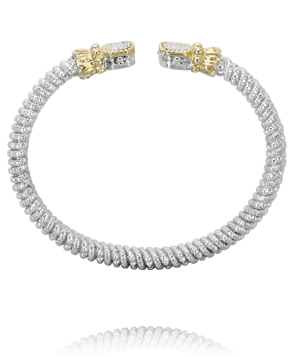 Vahan Sterling Silver & 14K Yellow Gold Diamond Pave "Mini-Regal" Bangle Bracelet
