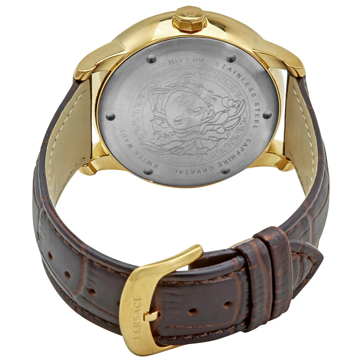 Versace Quartz White Dial Brown Leather Men's Watch VQS030015