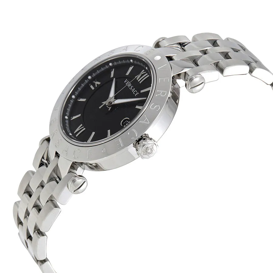 Versace V-Race Black Dial Stainless Steel Men's Watch VCL100017