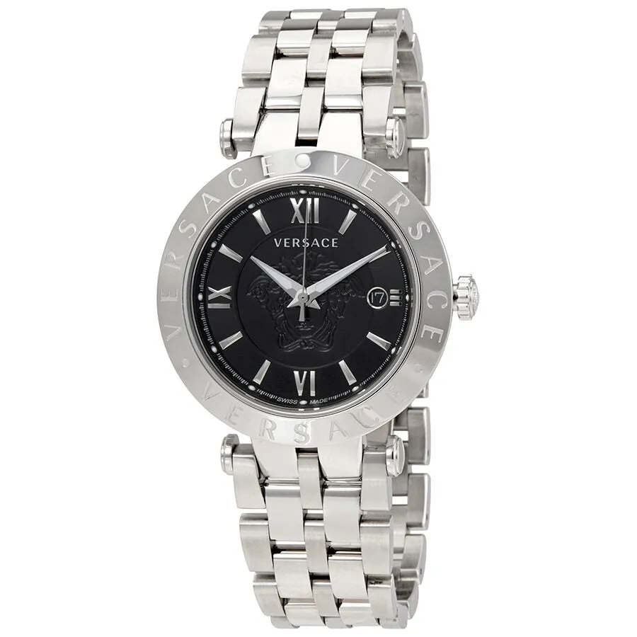 Versace V-Race Black Dial Stainless Steel Men's Watch VCL100017
