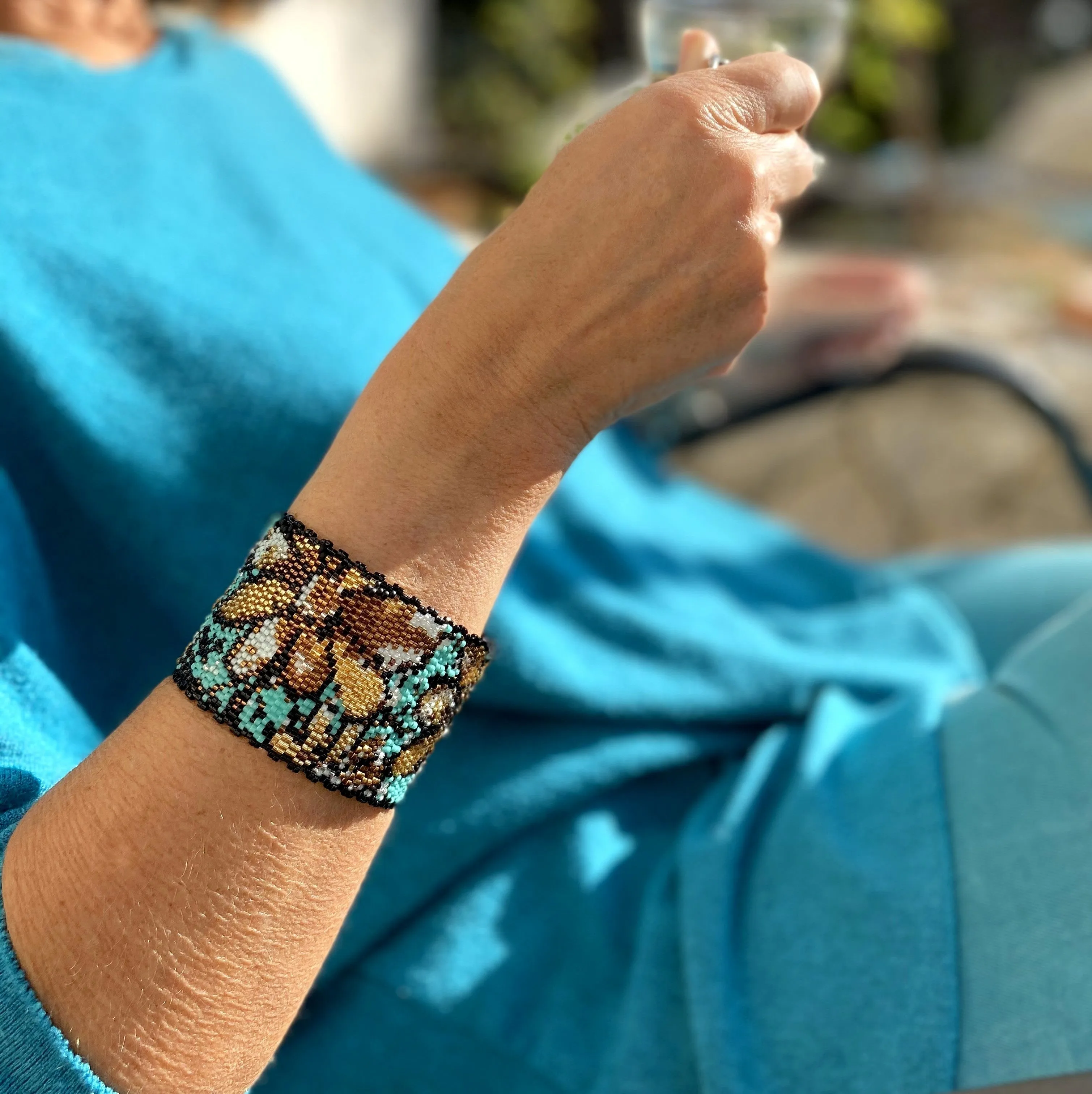 Vertical Peyote Pattern - Bracelet FLEURS DOREES