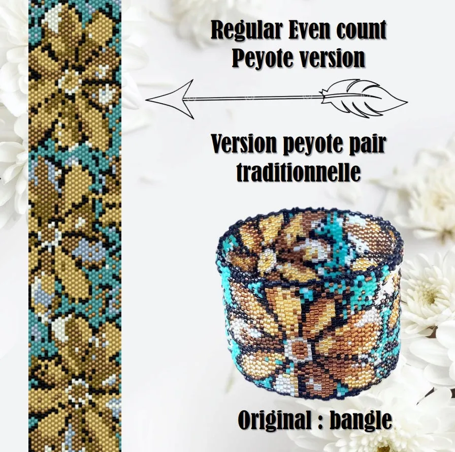 Vertical Peyote Pattern - Bracelet FLEURS DOREES