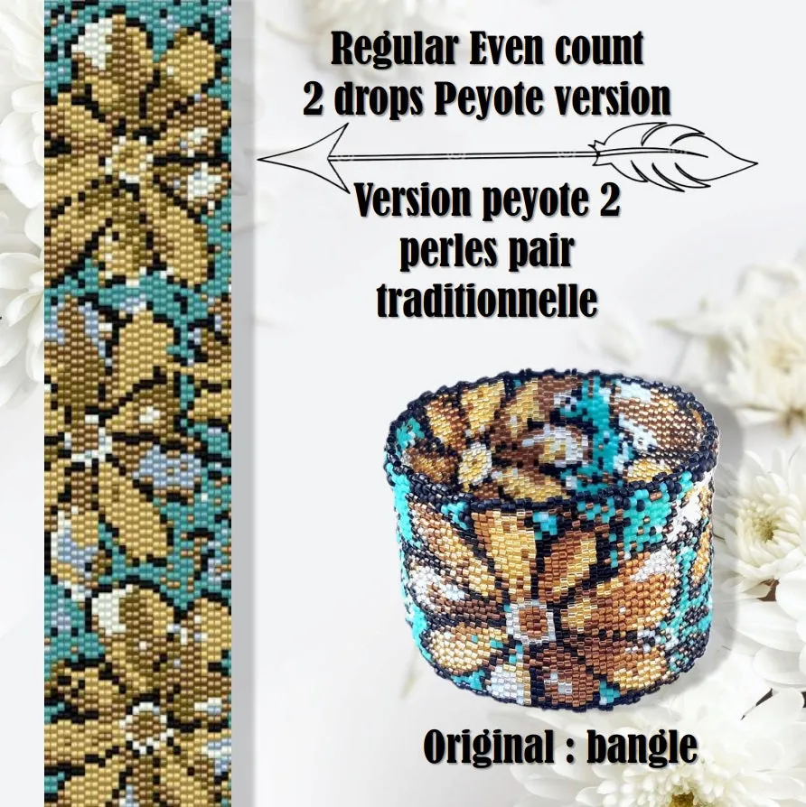 Vertical Peyote Pattern - Bracelet FLEURS DOREES