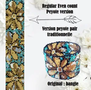 Vertical Peyote Pattern - Bracelet FLEURS DOREES