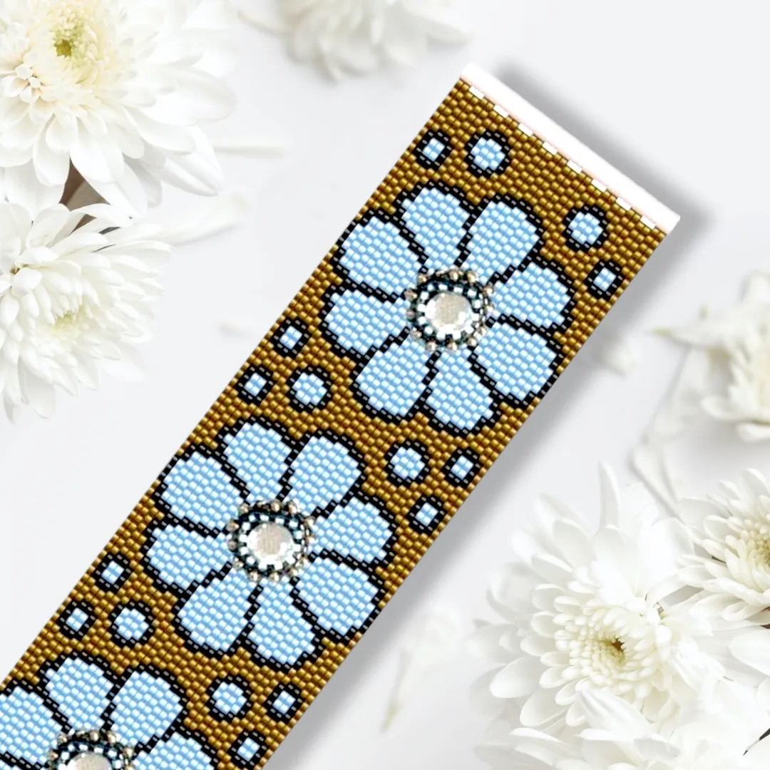 Vertical Peyote Pattern - Bracelet MAXI FLEURS CIEL