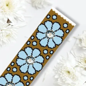 Vertical Peyote Pattern - Bracelet MAXI FLEURS CIEL