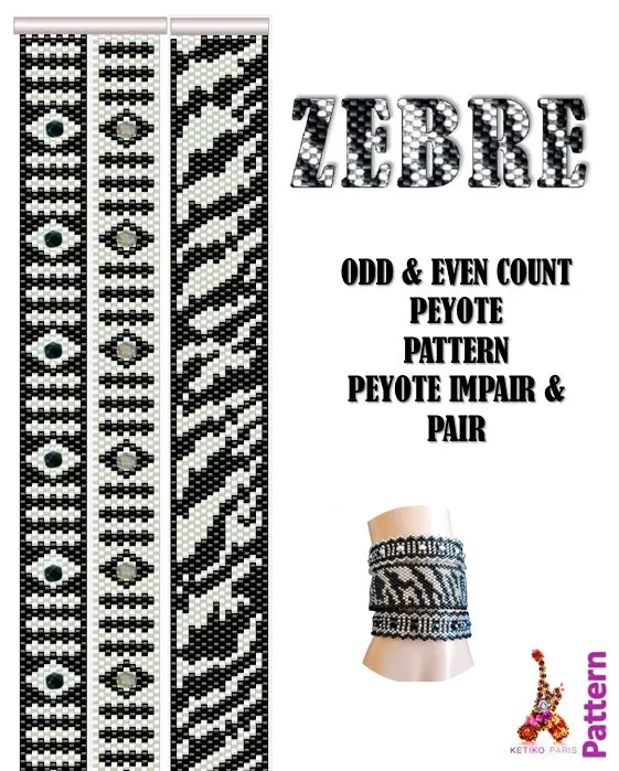 Vertical Peyote Pattern - Bracelet ZEBRE