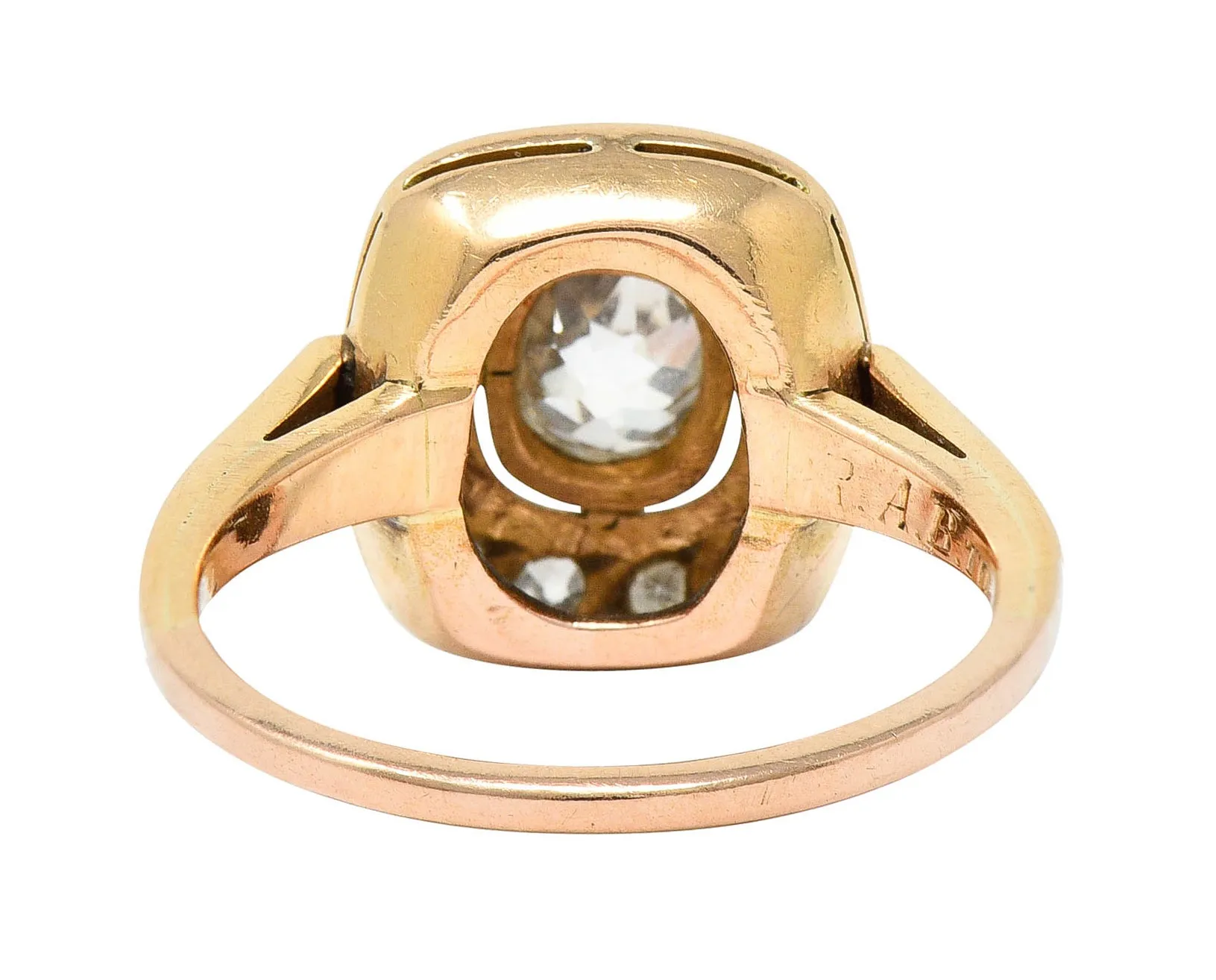 Victorian 1.11 CTW Old Mine Diamond 18 Karat Rose Gold Antique Cluster Ring