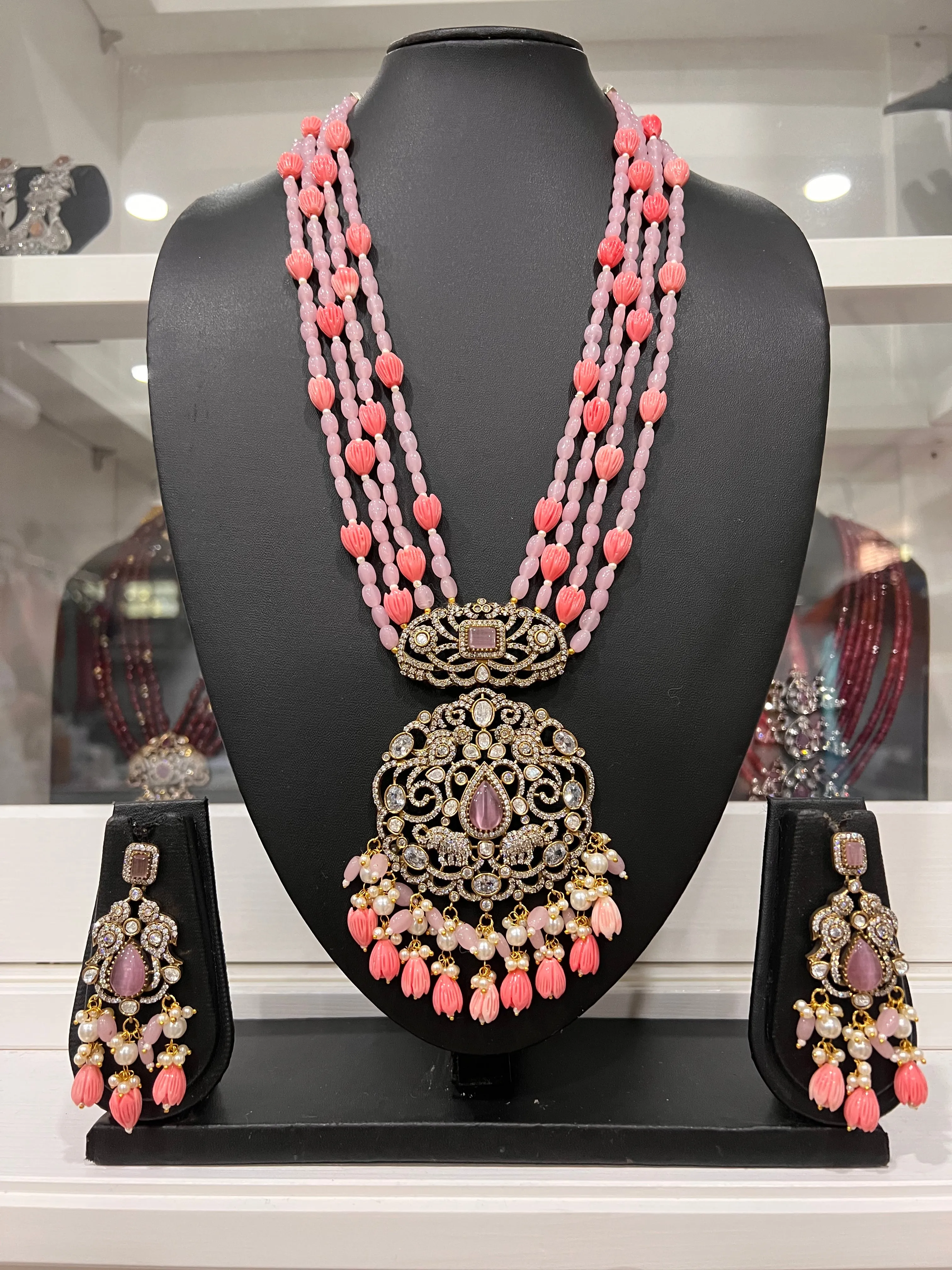 Victorian CZ Beaded Necklace Set