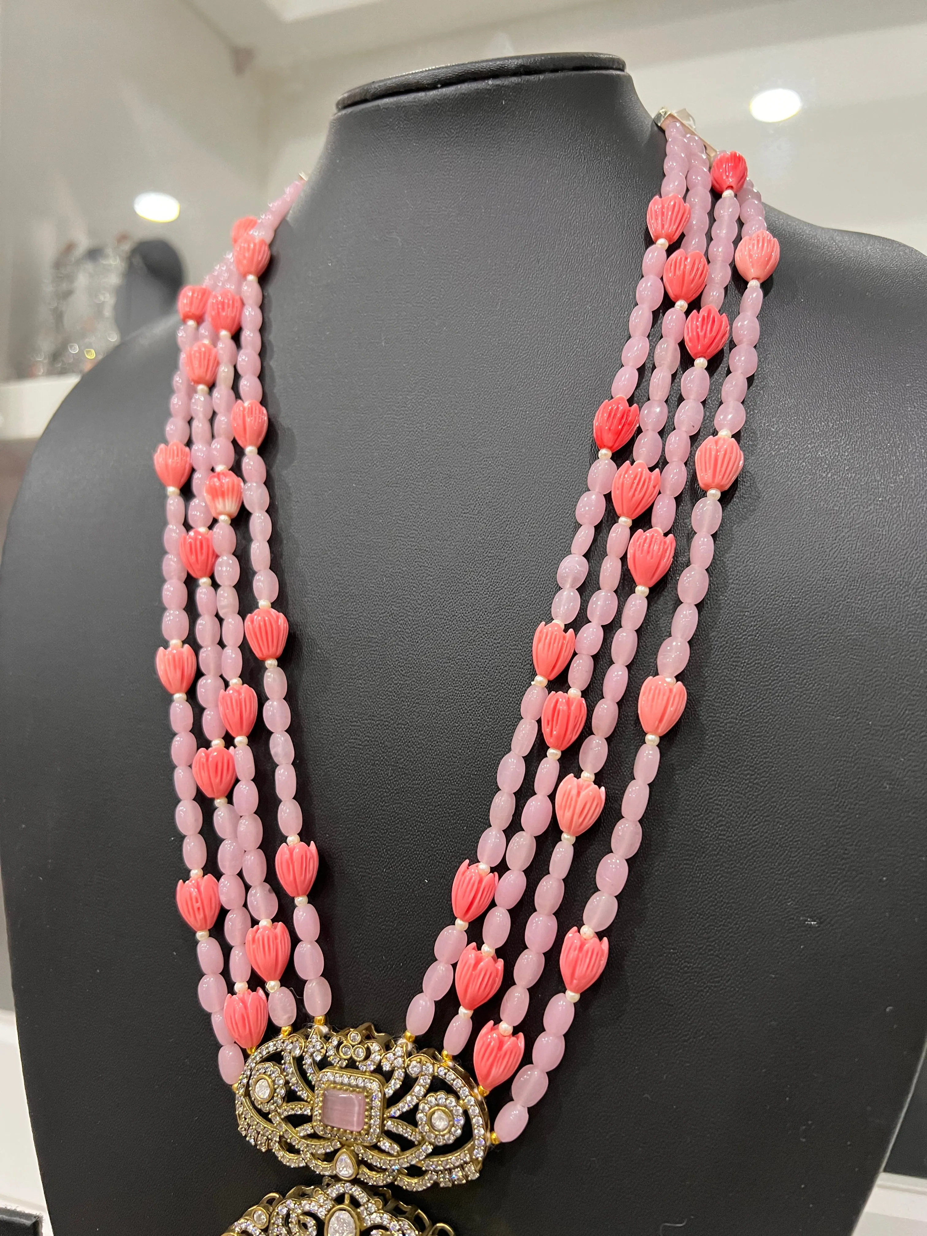 Victorian CZ Beaded Necklace Set
