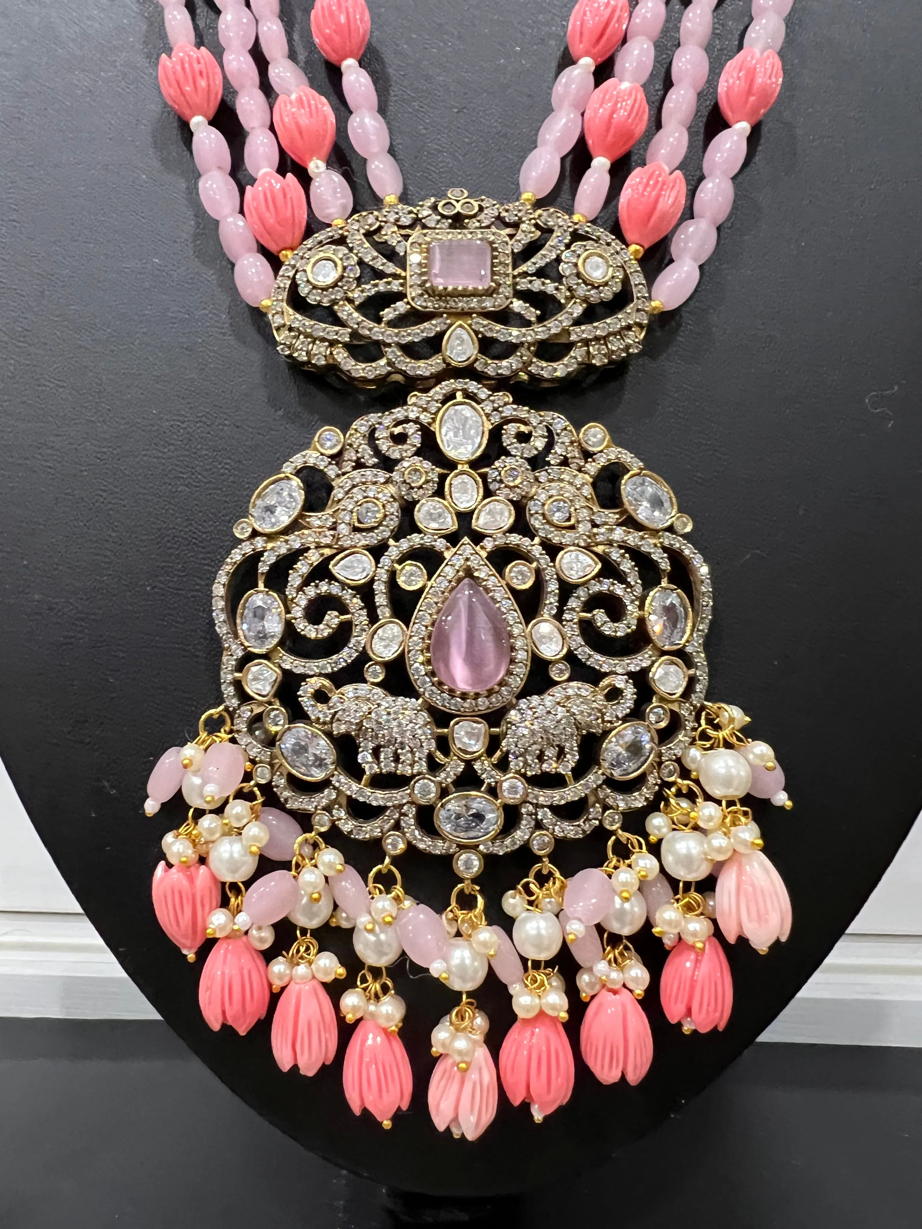 Victorian CZ Beaded Necklace Set