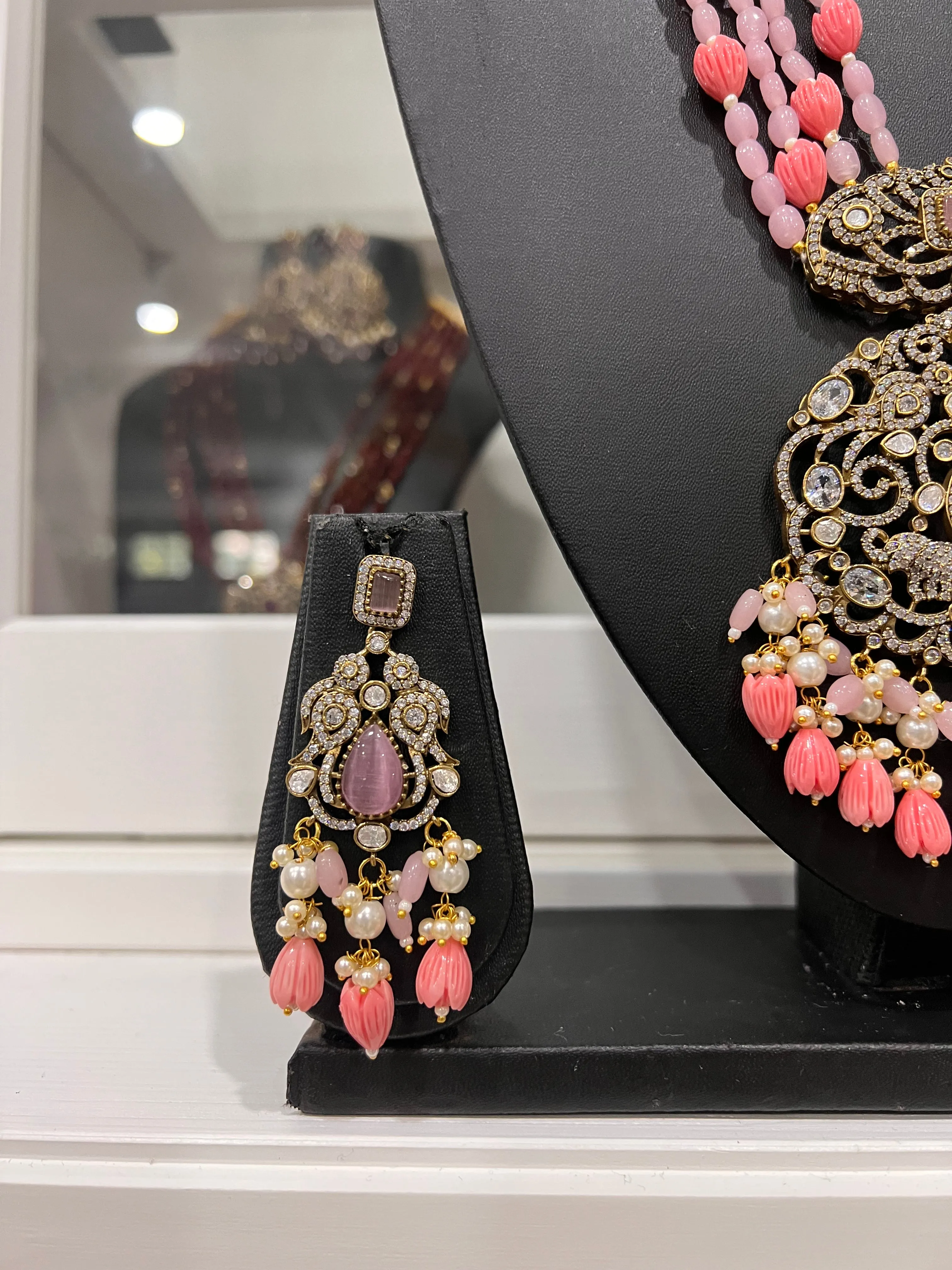 Victorian CZ Beaded Necklace Set