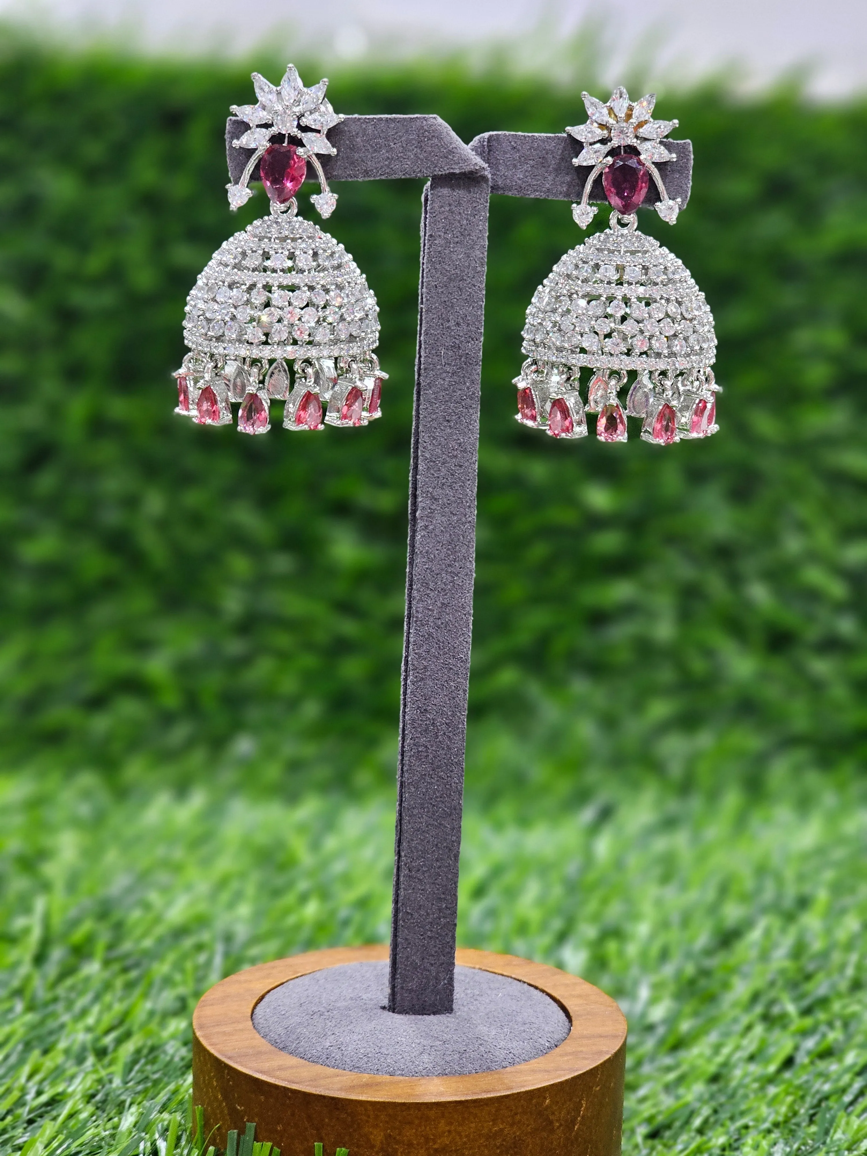 Victorian CZ with Ruby Jhumka