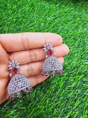 Victorian CZ with Ruby Jhumka