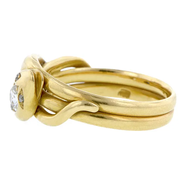 Victorian Diamond & Sapphire Snake Ring
